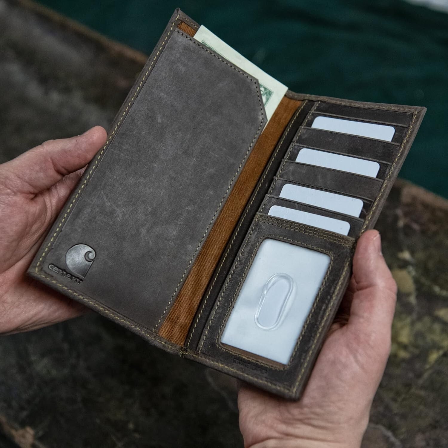 Men's Rugged Leather Triple Stitch Wallet in Brown Rodeo - Durable & Stylish