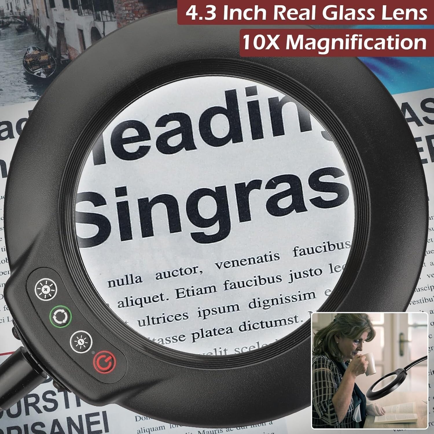 10X Magnifying Lamp with Light & 24" Gooseneck - Hands-Free Crafting Solution