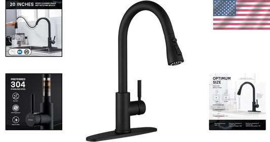 Single Handle Kitchen Faucet with Retractable Sprayer & Easy Installation