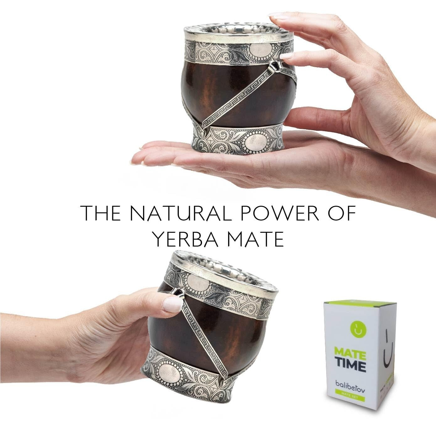 Authentic Yerba Mate Gourd Set - Natural Calabash with Artful Bombilla Included