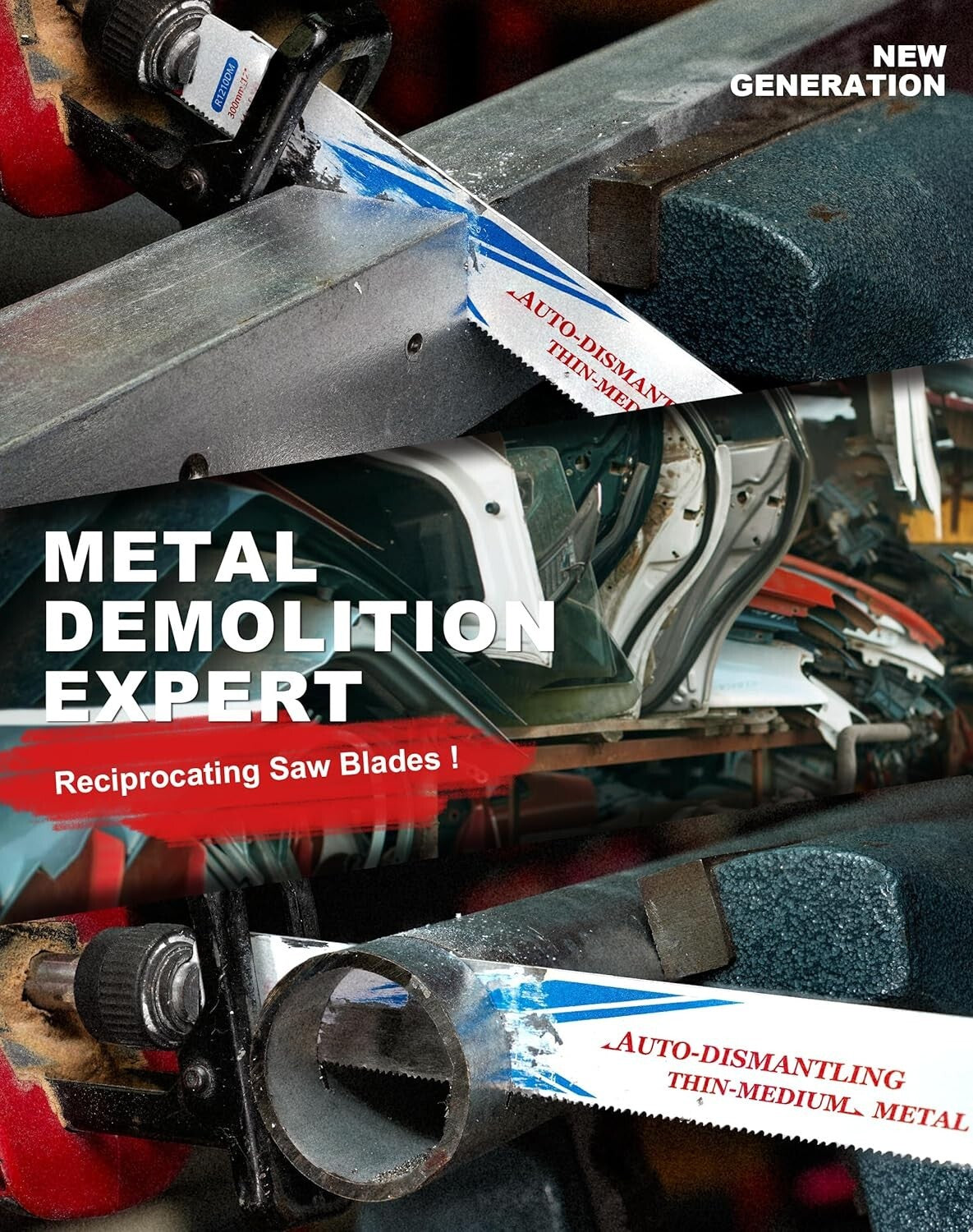 25 Pack 12 Inch Bi-Metal Reciprocating Saw Blades for Precision Metal Cutting