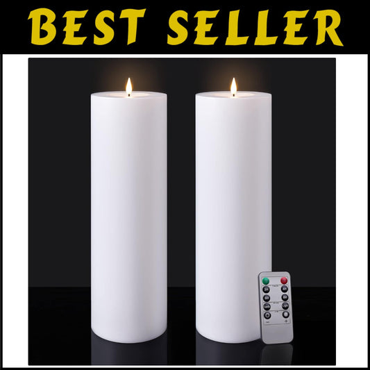 12" Waterproof LED Pillar Candles with Timer - Remote Control for Outdoor Bliss