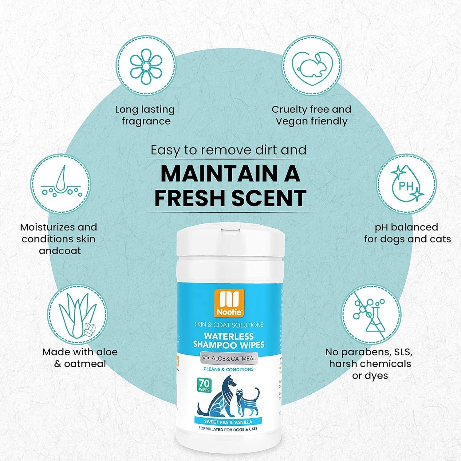 Value Pack of 210 Waterless Cleansing Wipes - Sweet Pea Vanilla Fragrance