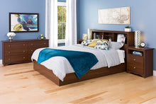 Load image into Gallery viewer, Elegant Full/Queen Bookcase Headboard - Durable Cherry Finish with Storage