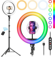Load image into Gallery viewer, Multi-Use 12'' Color Adjustable Ring Light &amp; Tripod for Photography &amp; Makeup