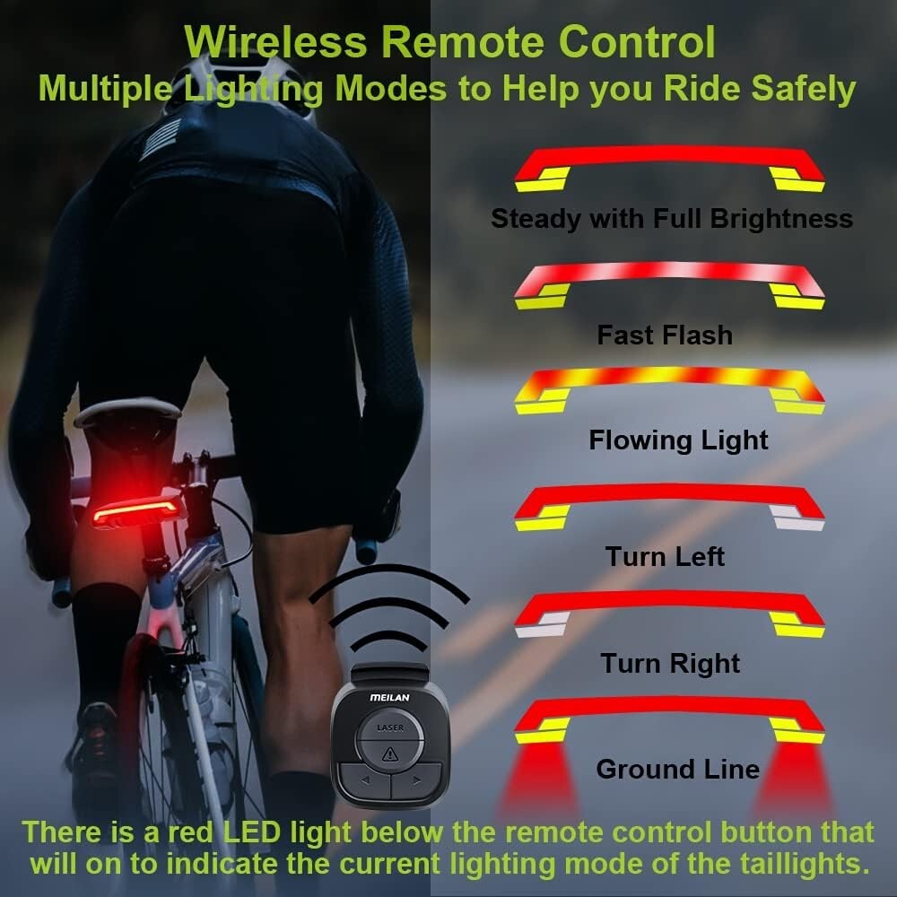 2-Pack X5 LED Bike Tail Light with 6 Modes & Wireless Remote - Safety First!