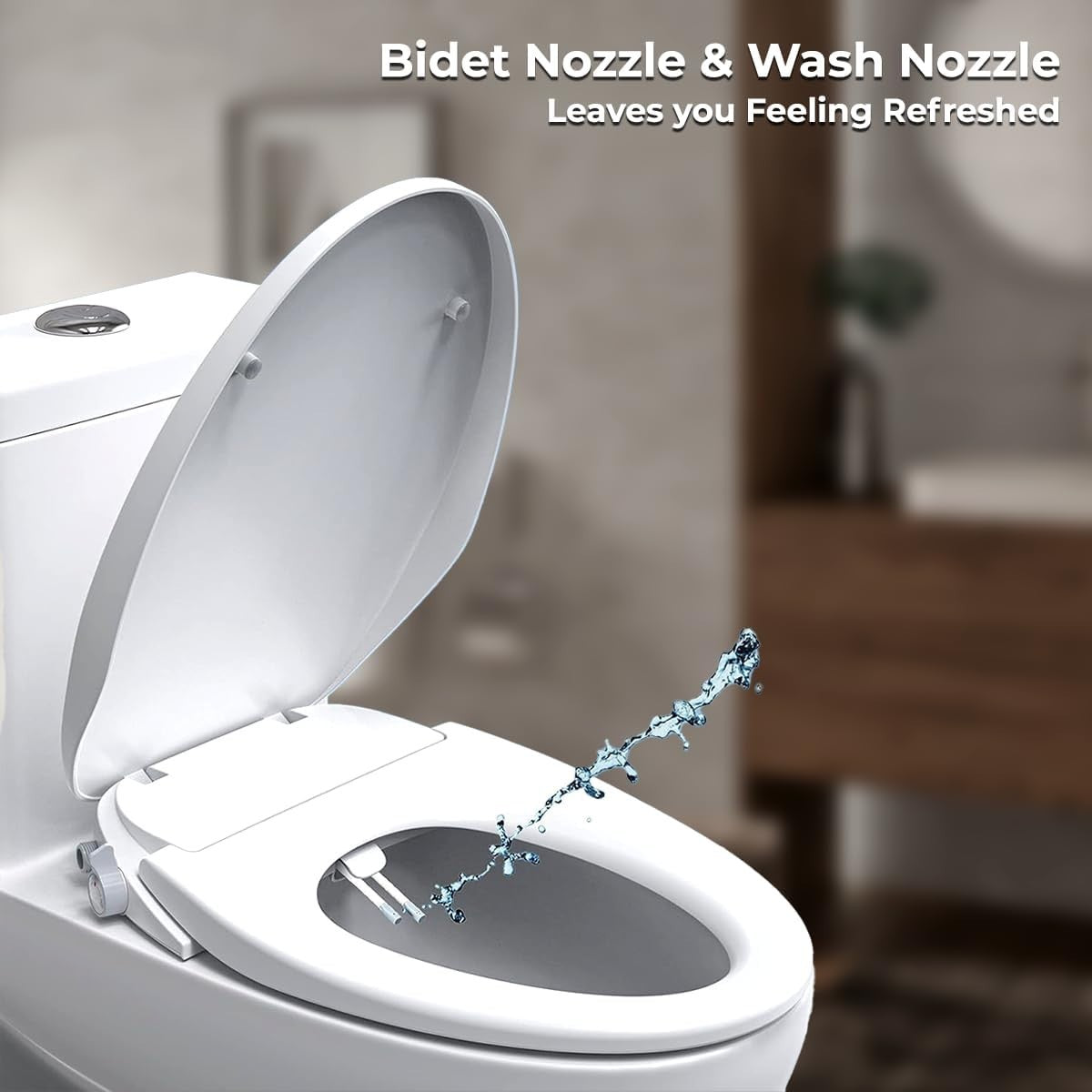 Durable Plastic Elongated Bidet Toilet Seat with Slow-Close & Rear Wash Options