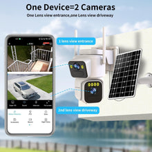 Load image into Gallery viewer, Dual Lens Solar Powered Security Cameras - 2K Outdoor WiFi, Color Night Vision
