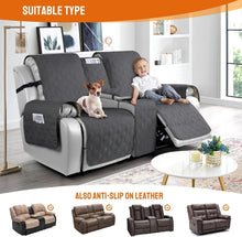 Load image into Gallery viewer, Charcoal Gray Waterproof Loveseat Recliner Cover with Console for Pet Protection