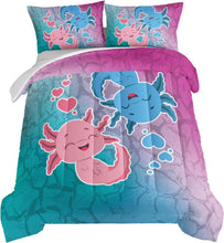 Load image into Gallery viewer, Kawaii Axolotl Queen Bedding Set - Adorable Microfiber Comforter &amp; Pillowcases