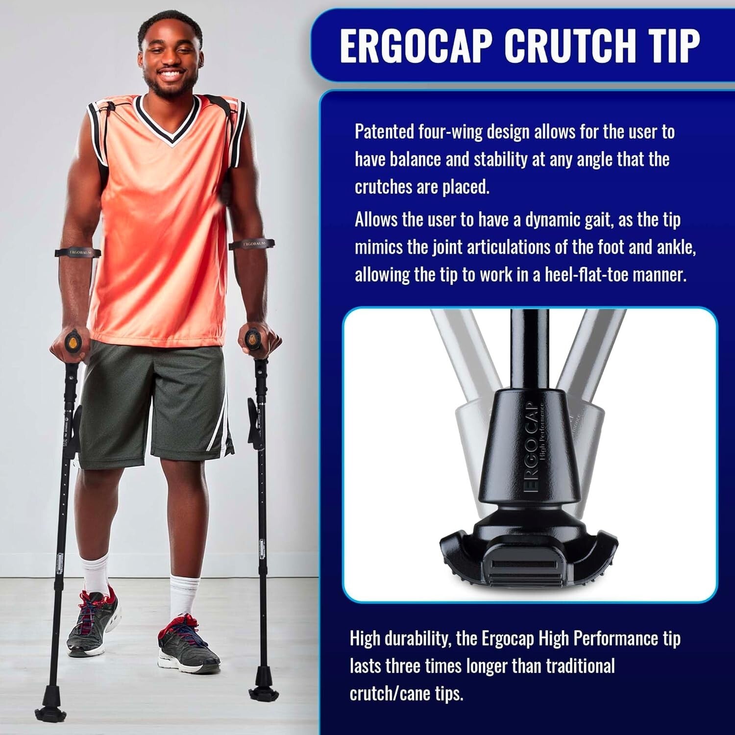 Ergonomic Forearm Crutches with Knee-Rests & LED Lights - Adjustable 5' to 6'6"