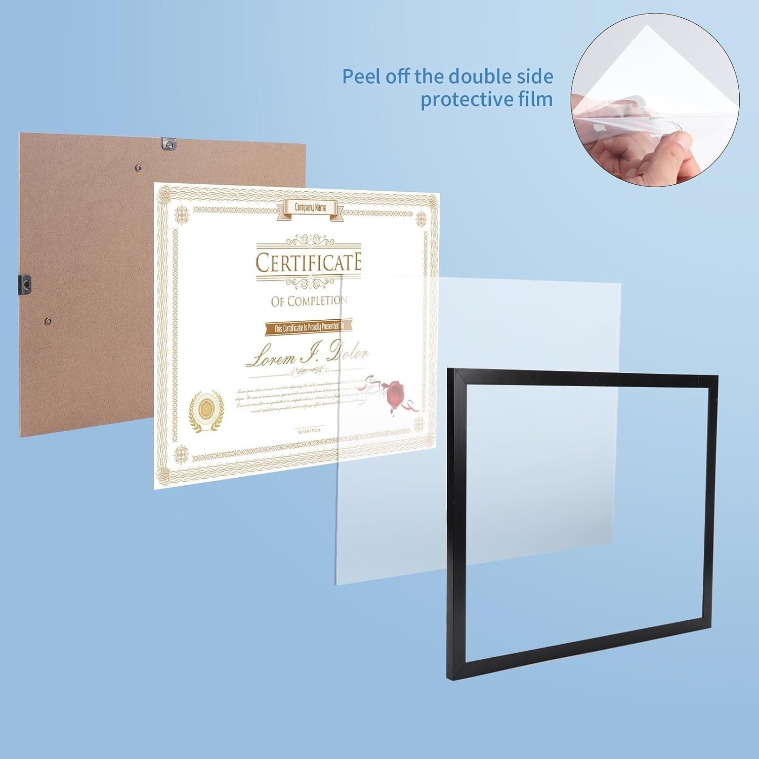 Lightweight 8.5x11 Black Picture Frame Set - Perfect for Certificates and Photos