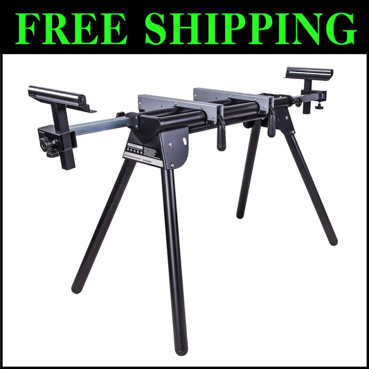 Compact Folding Miter Saw Stand with Universal Mounting & Quick Release Brackets