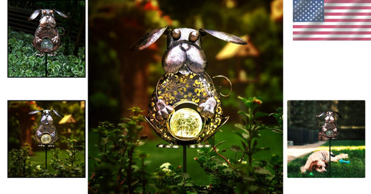 Easy Install Dog Bronze Solar Outdoor Light with Crackle Glass - IP44 Waterproof