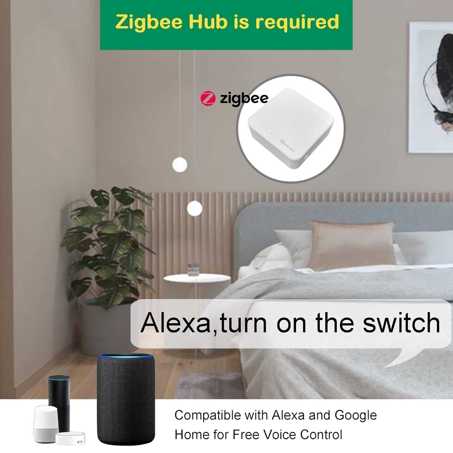 Zigbee Smart Switches (4 Pack) - Compact Design for Alexa & Google Home Control