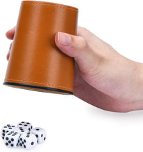 Load image into Gallery viewer, Quiet Felt-Lined Leather Dice Cups with Exclusive Storage - 2 Pack in Orange