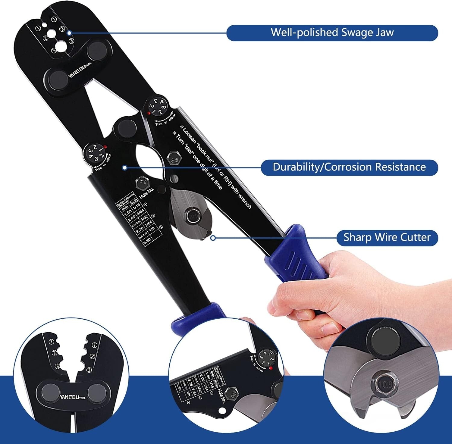 Versatile 1/8'' Wire Rope Crimping Tool Kit: Ideal for DIY & Outdoor Projects