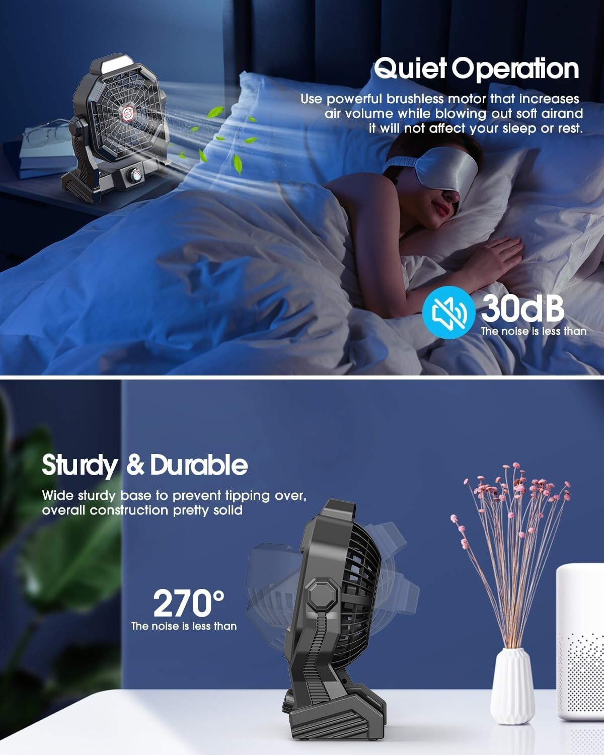 7W Solar-Powered Tent Fan with Bladeless Design & LED Light - Perfect for BBQs