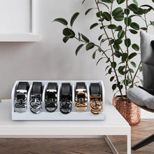 Load image into Gallery viewer, Portable 6-Compartment Bamboo Belt Rack - Stylish Organizer for Closet &amp; Drawer
