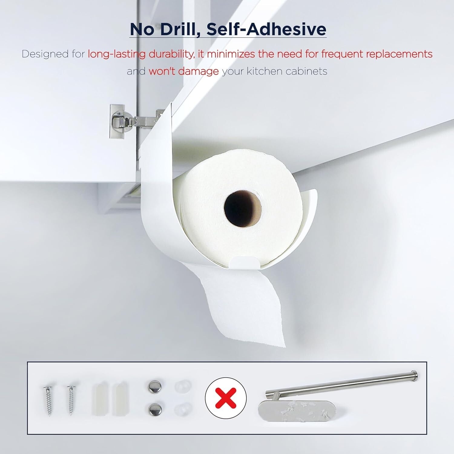 Elegant Under Cabinet Paper Towel Holder - Space-Saving Self-Adhesive Design