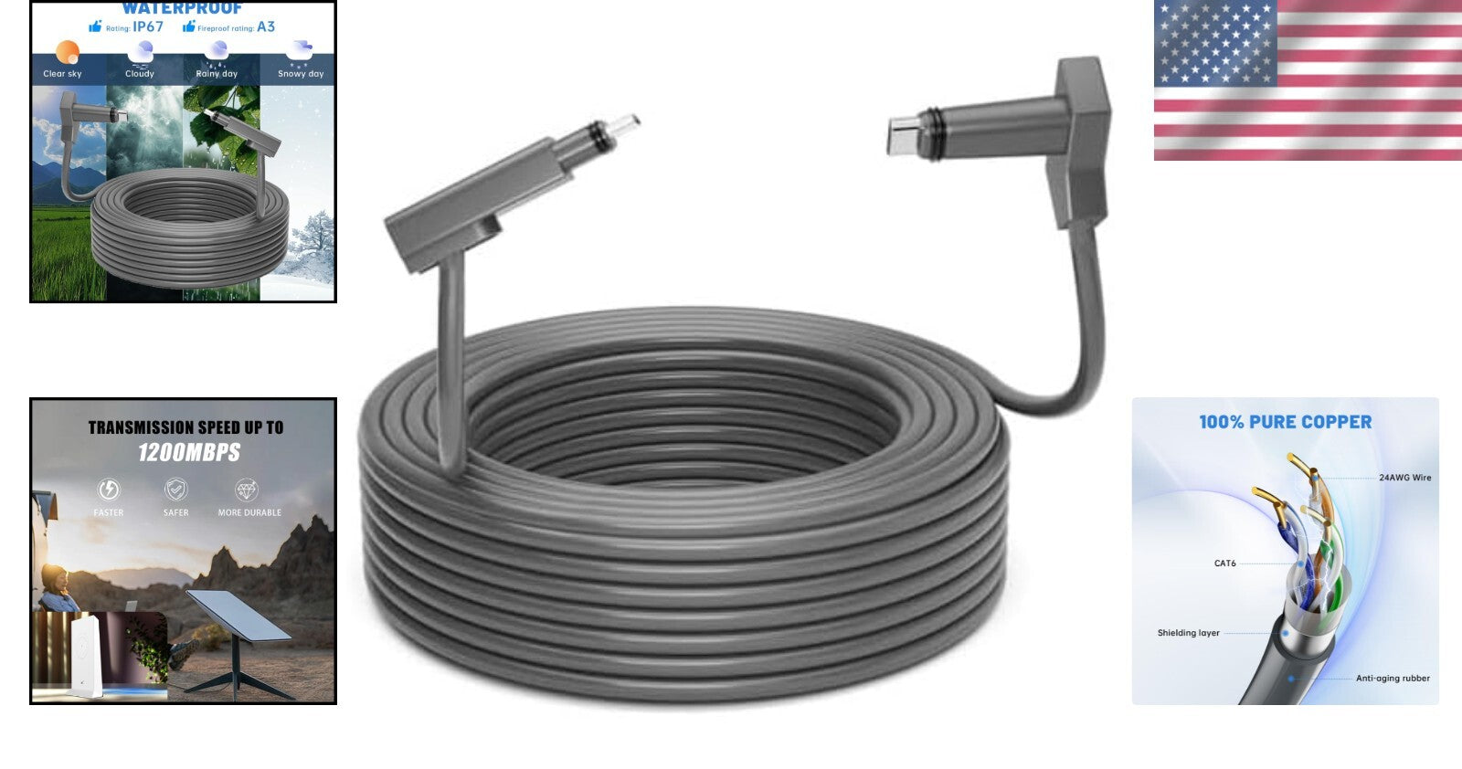 All-Weather 50FT Starlink Gen 2 Cable - Flexible & Durable for Fast Streaming