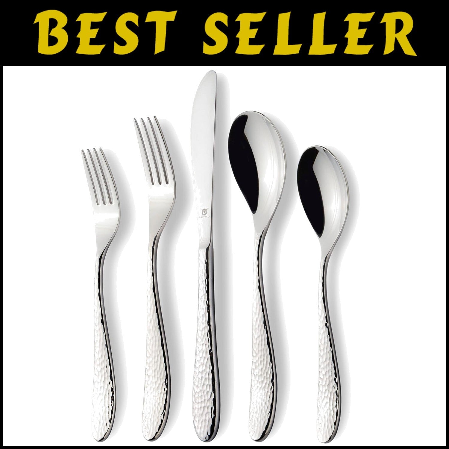 Luxurious 30-Piece Hammered Stainless Steel Silverware Set for 6—Dishwasher Safe