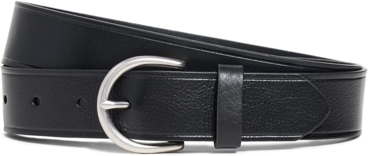 Chic Women's Medium Leather Belt with Durable Silver Buckle - Imported Quality