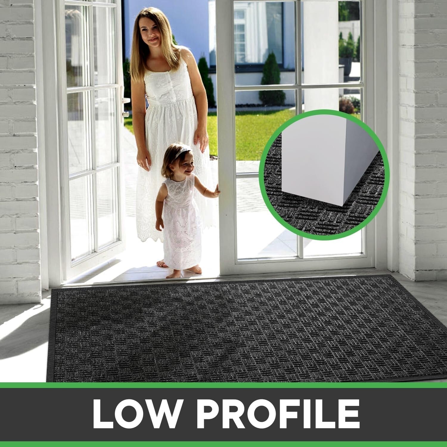 Versatile 47" x 24" Indoor Outdoor Door Mat - Durable, Easy to Clean Gray Rug