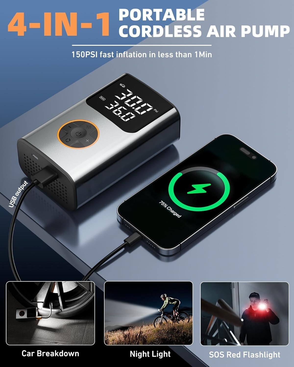 Essential 150PSI Air Compressor - Multi-Use for Tires, Balls & Emergency Needs