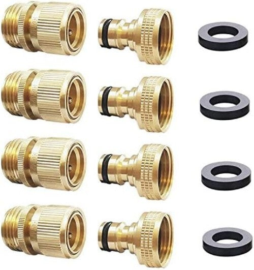 Durable 3/4 Inch GHT Quick Connect Hose Adapters - 8 Solid Brass Connectors