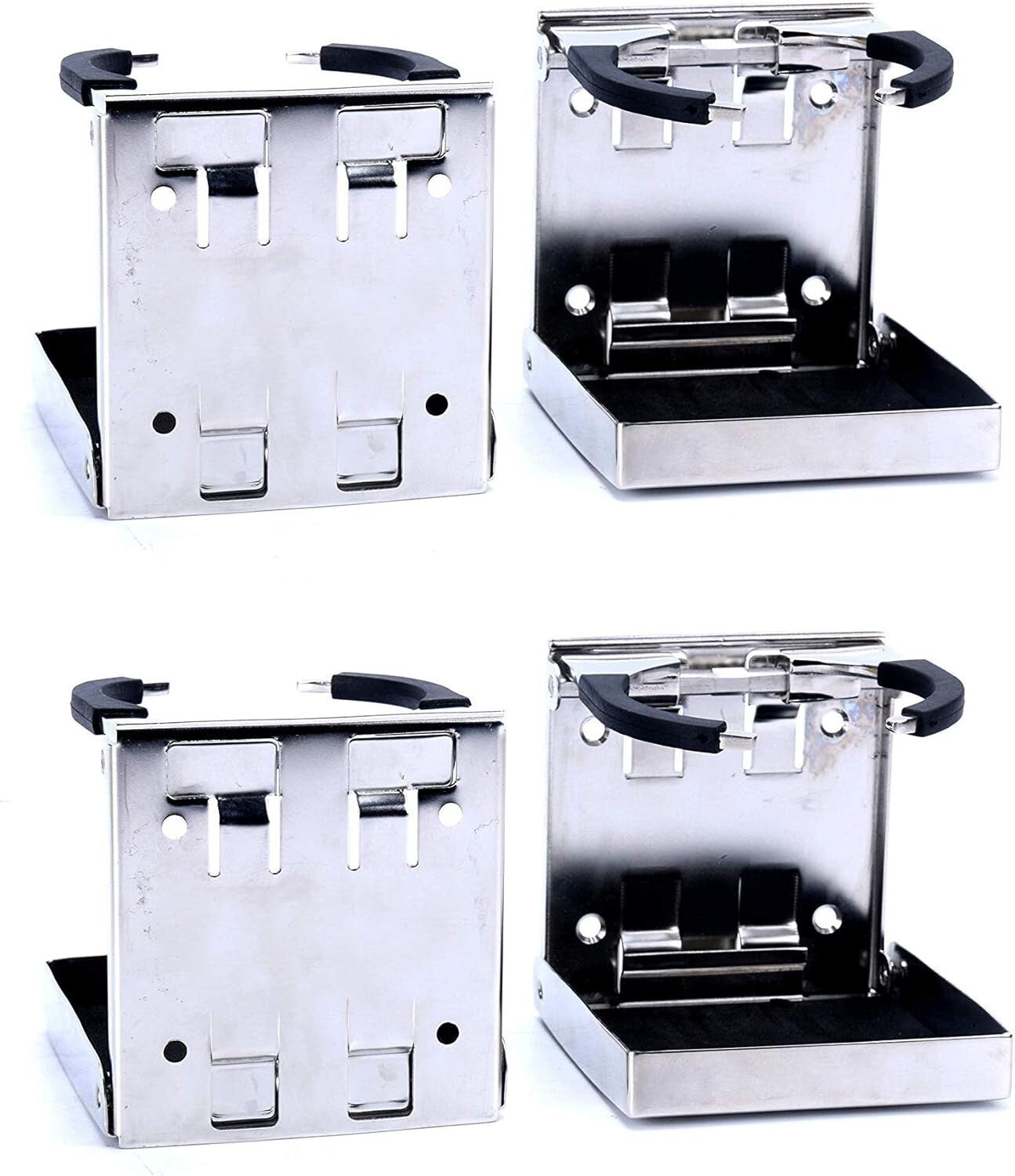 4-Pack Premium Stainless Steel Adjustable Folding Cup Holders for Boats & RVs