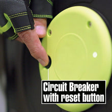 Load image into Gallery viewer, ZillaGreen 25 Ft Retractable Extension Cord Reel with Lighted Triple Tap Outlet