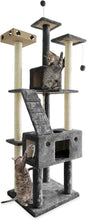 Load image into Gallery viewer, Interactive 69.3" Tall Cat Playground Tower with Toys &amp; Condos in Silver Gray
