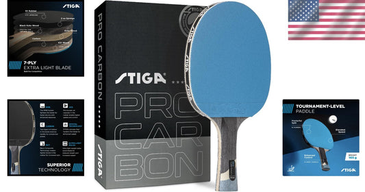 Advanced Carbon Fiber Table Tennis Bat with ITTF Approved S5 Rubber - Red/Blue