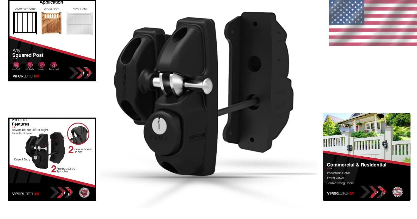 Weather-Resistant ViperX2 Gate Latch - Keyed Alike for Vinyl, Wood & Metal