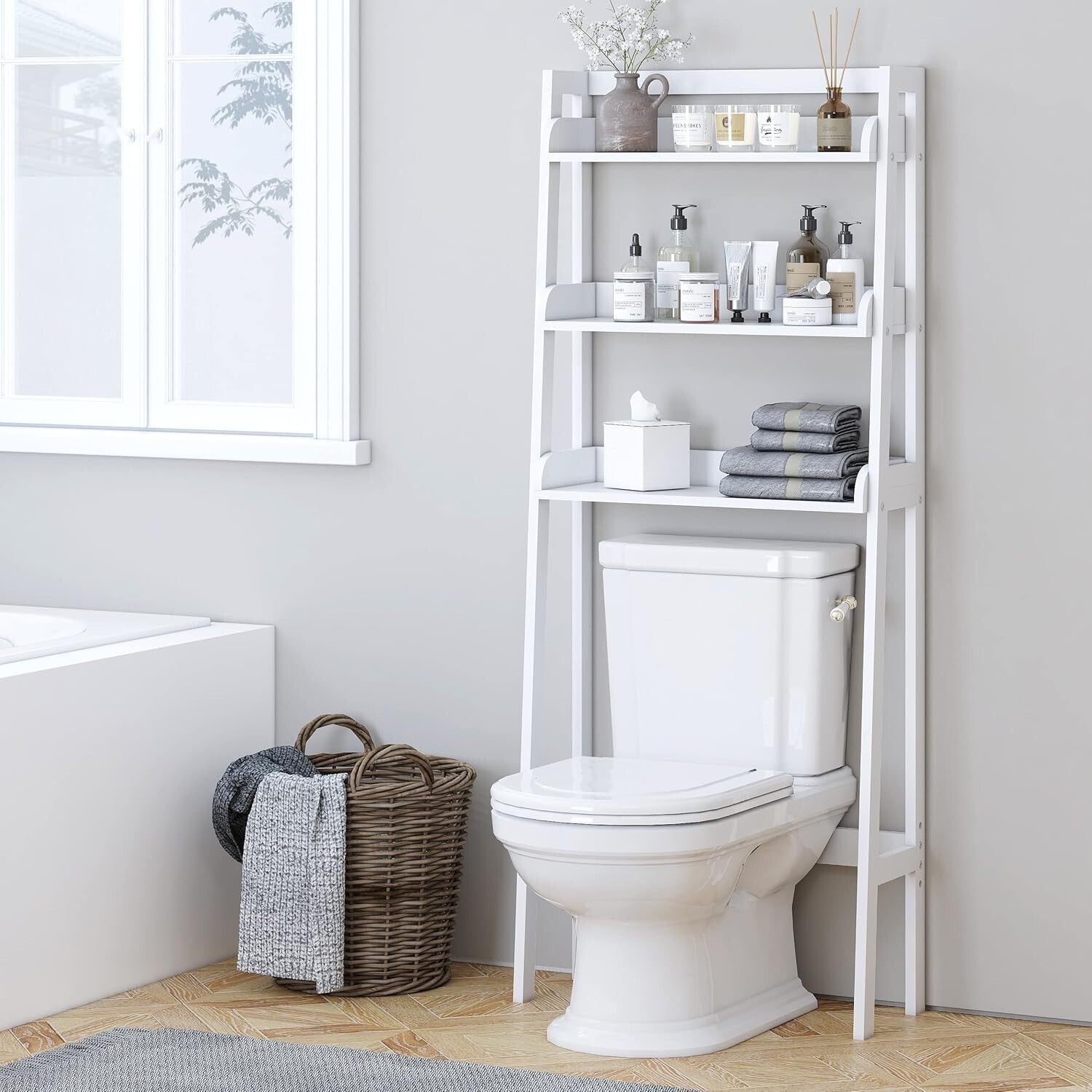 Durable 3-Tier Bathroom Organizer Above Toilet - Easy Assembly, 90lbs Capacity