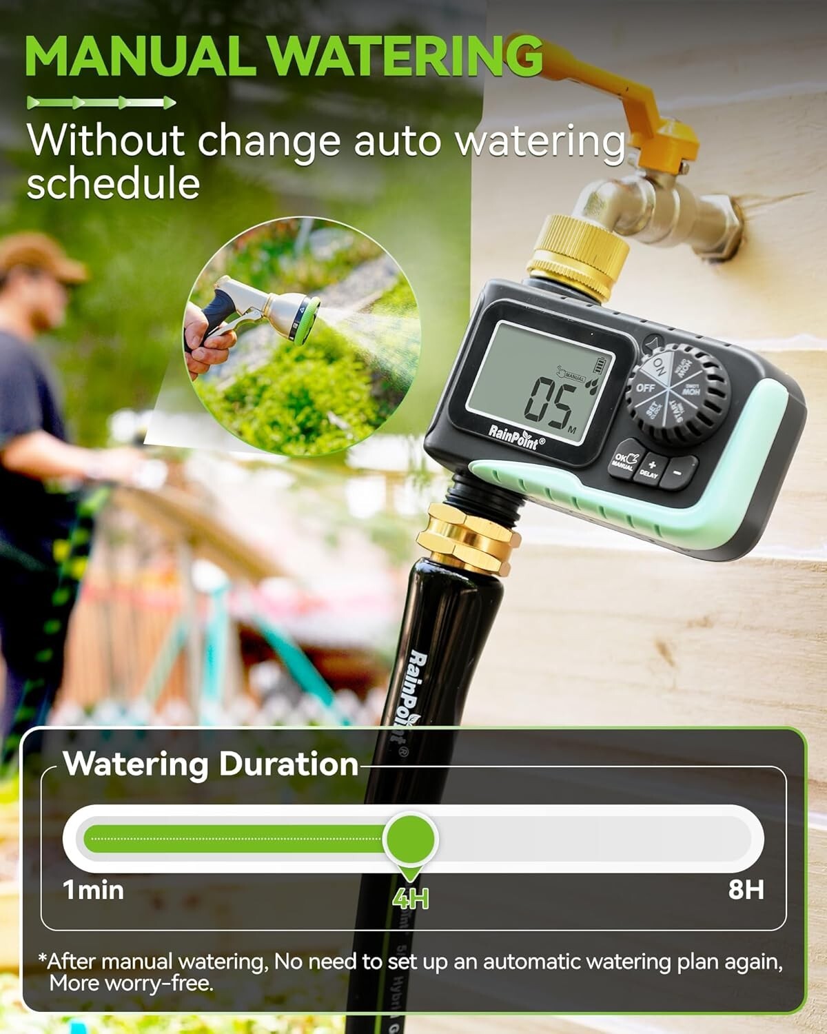 Effortless Gardening: Programmable Brass Sprinkler Timer with Rain Delay Feature