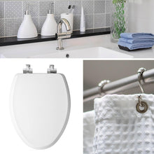 Load image into Gallery viewer, Elegant Round Toilet Seat with Brushed Nickel Hinges - Slow Close Wood Design