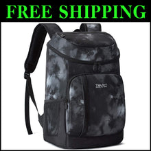 Load image into Gallery viewer, Lightweight 30-Can Tie-Dyed Black Insulated Cooler Backpack - Leak-Proof Design