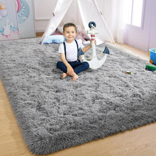 Load image into Gallery viewer, Durable 6' x 9' Machine Made Grey Area Rug - Water-Resistant Indoor Soft Carpet