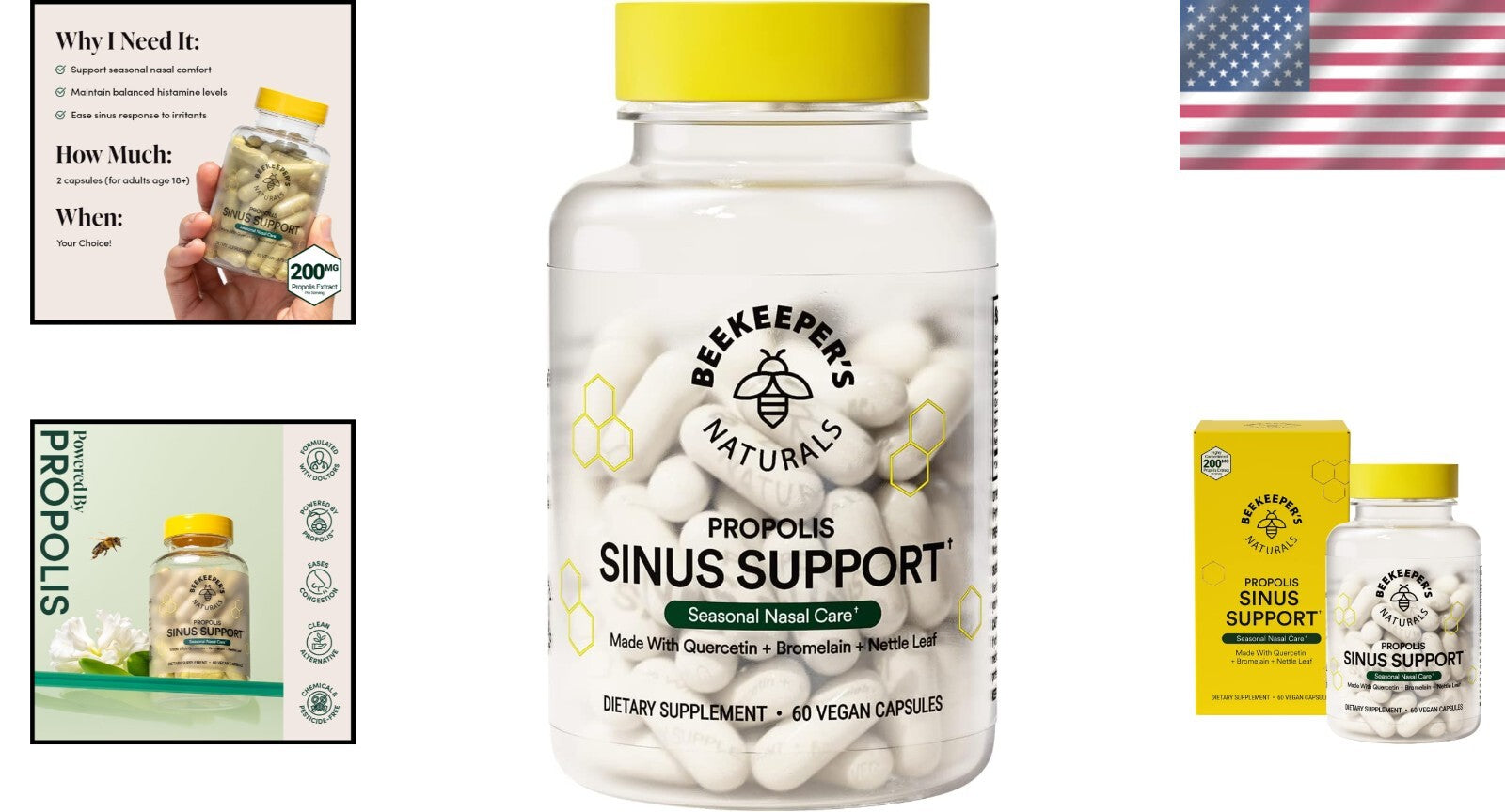Natural Seasonal Sinus Relief Capsules - Enhance Comfort & Immune Support, 60 ct
