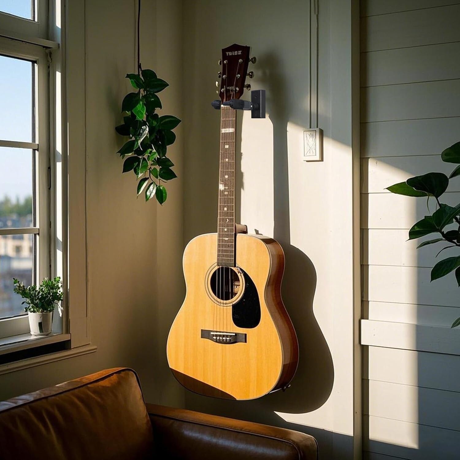 Elegant Guitar Wall Mount with Auto Lock for Acoustic & Electric Instruments