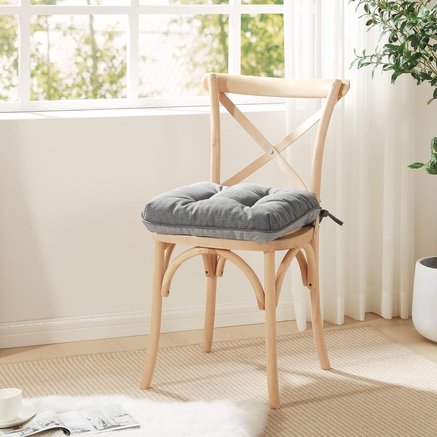 15.5" Square Memory Foam Seat Cushions - Indoor/Outdoor Plush Pads - 4 Pack