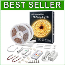 Load image into Gallery viewer, 65.6ft Dimmable Warm White LED Strip Lights with RF Remote - Perfect Ambiance