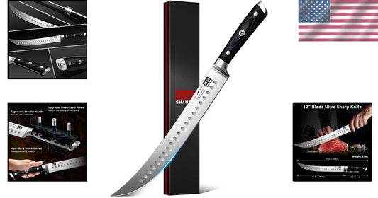 12" German Carving Knife - Razor Sharp Brisket Slicing Knife with Gift Box