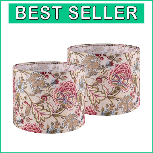 2-Pack 13" Medium Floral Lampshades - Easy Assembly for Table & Floor Lights