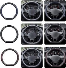 Load image into Gallery viewer, Elegant Black &amp; Blue D-Shape Steering Wheel Cover - Premium Carbon Fiber Design
