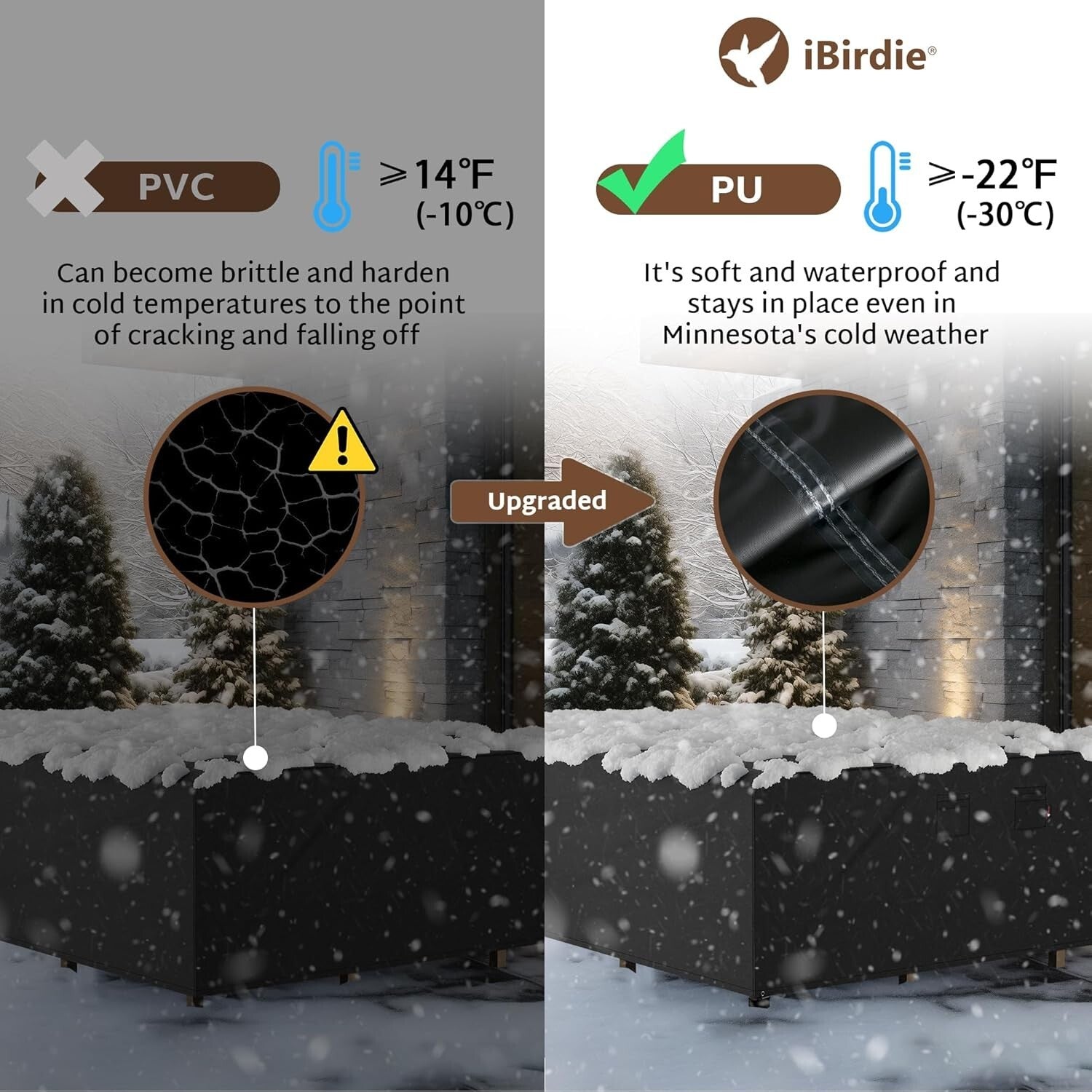 Heavy-Duty Waterproof Patio Furniture Cover - 128x64 inch Rectangular Protector