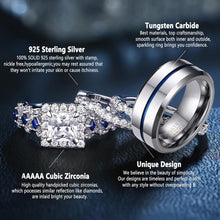 Load image into Gallery viewer, Elegant Wedding Rings Set for Couples - 925 Sterling Silver &amp; Tungsten Bands
