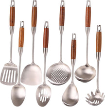 Load image into Gallery viewer, Gifting Delight: Premium 8-Piece Stainless Steel &amp; Wood Utensils Kitchen Set